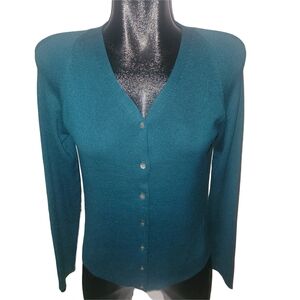 Banana Republic 100% Silk Teal V-Neck Button Front Women’s Cardigan Sweater L